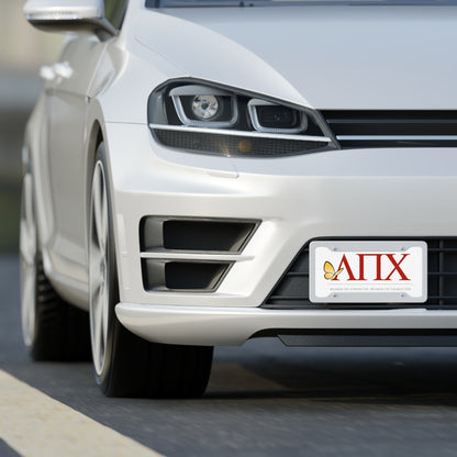 Lambda Pi Chi Brand Greek Letters with Butterfly and Motto License Plate