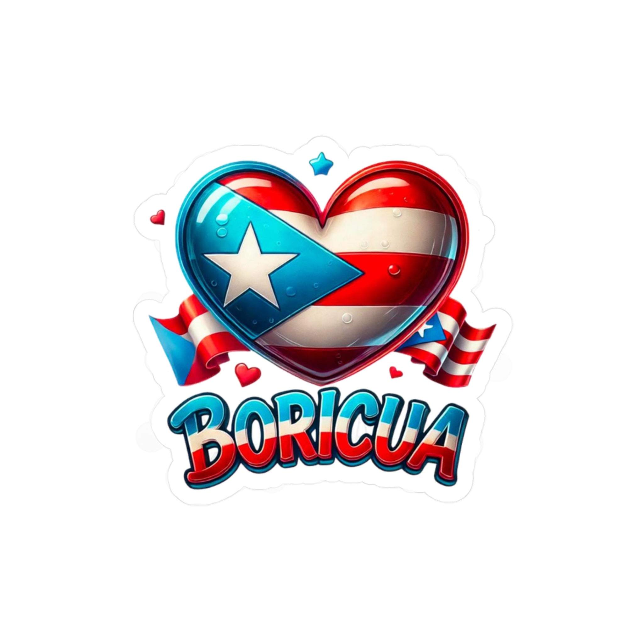 Boricua Heart Kiss-Cut Vinyl Decal | Puerto Rican Pride Sticker for Car, Laptop, Gifts, Home Decor, Puerto Rico Celebration