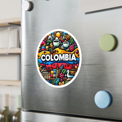 Colombia Kiss-Cut Vinyl Decals | Vibrant Sticker Art for Travel Lovers, Wall Decor, Gift for Adventurers, Laptop Stickers, Car Accessories