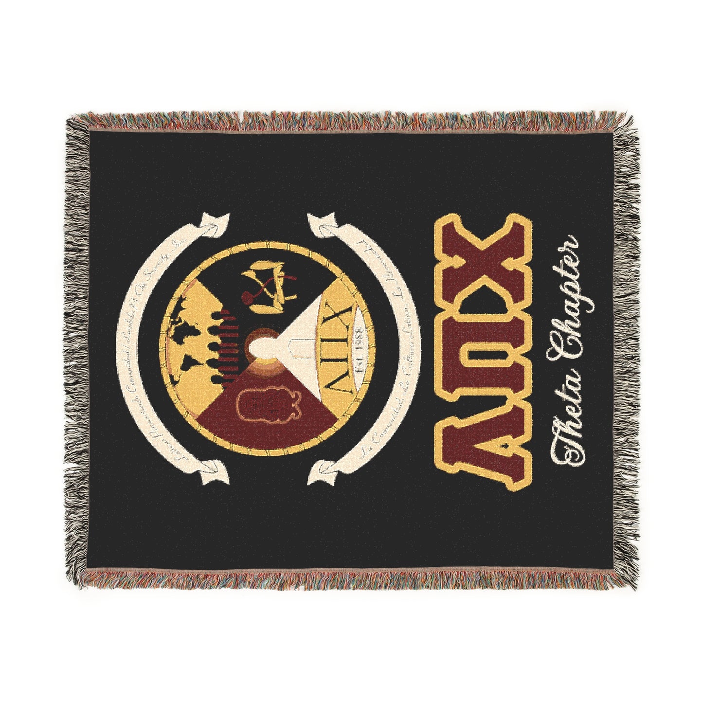 Lambda Pi Chi (with Chapter) Custom Woven Blanket - Fraternity/Sorority Throw, Greek Life