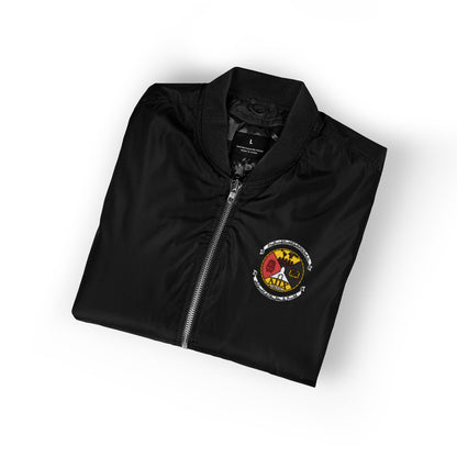 Lambda Pi Chi Crest Eco-Friendly Embroidered Bomber Jacket | Upcycled Fashion | Streetwear Style | Gift for Her | Sustainable Outerwear | Statement Piece