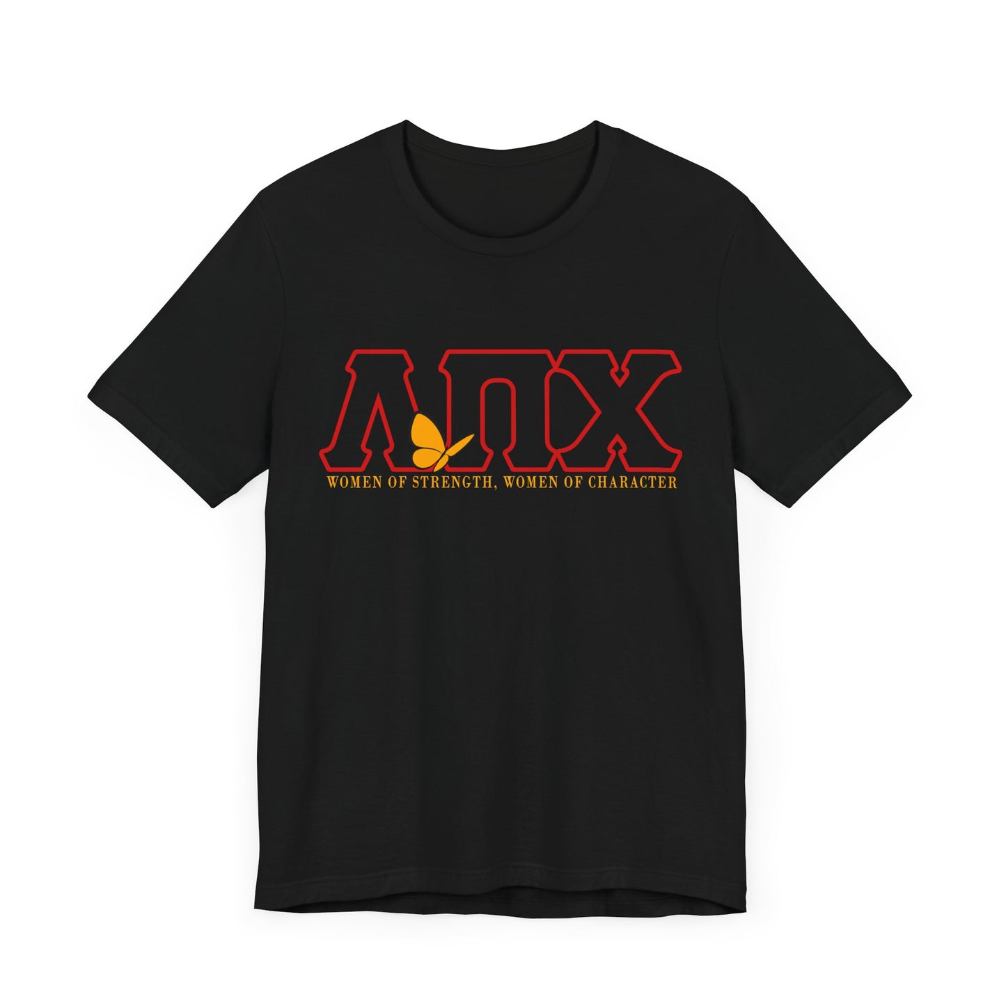 Lambda Pi Chi Greek Letters and Motto Unisex Jersey Short Sleeve Tee