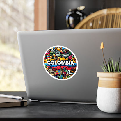 Colombia Kiss-Cut Vinyl Decals | Vibrant Sticker Art for Travel Lovers, Wall Decor, Gift for Adventurers, Laptop Stickers, Car Accessories