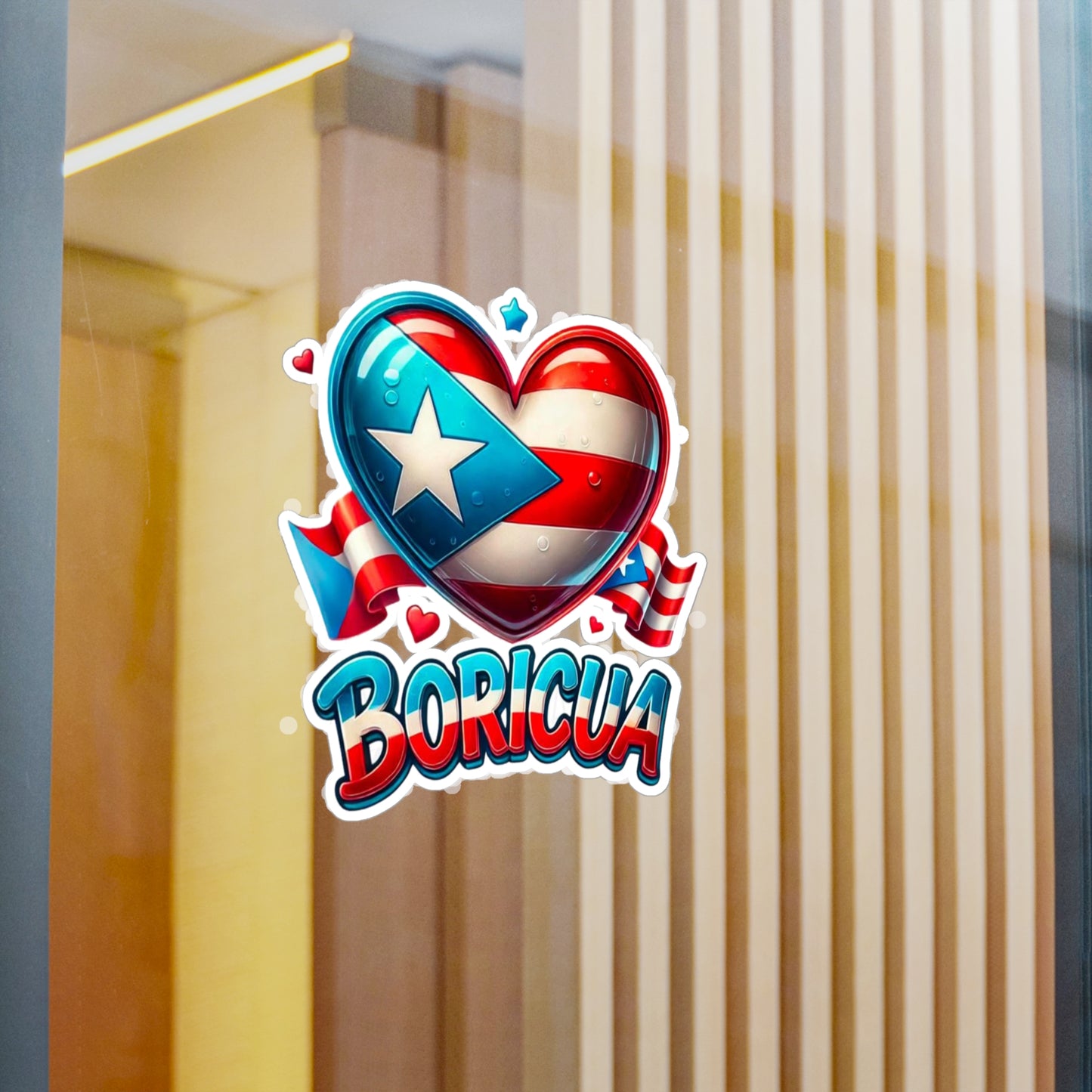Boricua Heart Kiss-Cut Vinyl Decal | Puerto Rican Pride Sticker for Car, Laptop, Gifts, Home Decor, Puerto Rico Celebration