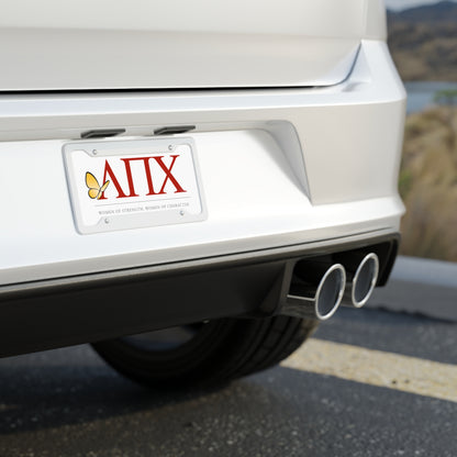 Lambda Pi Chi Brand Greek Letters with Butterfly and Motto License Plate