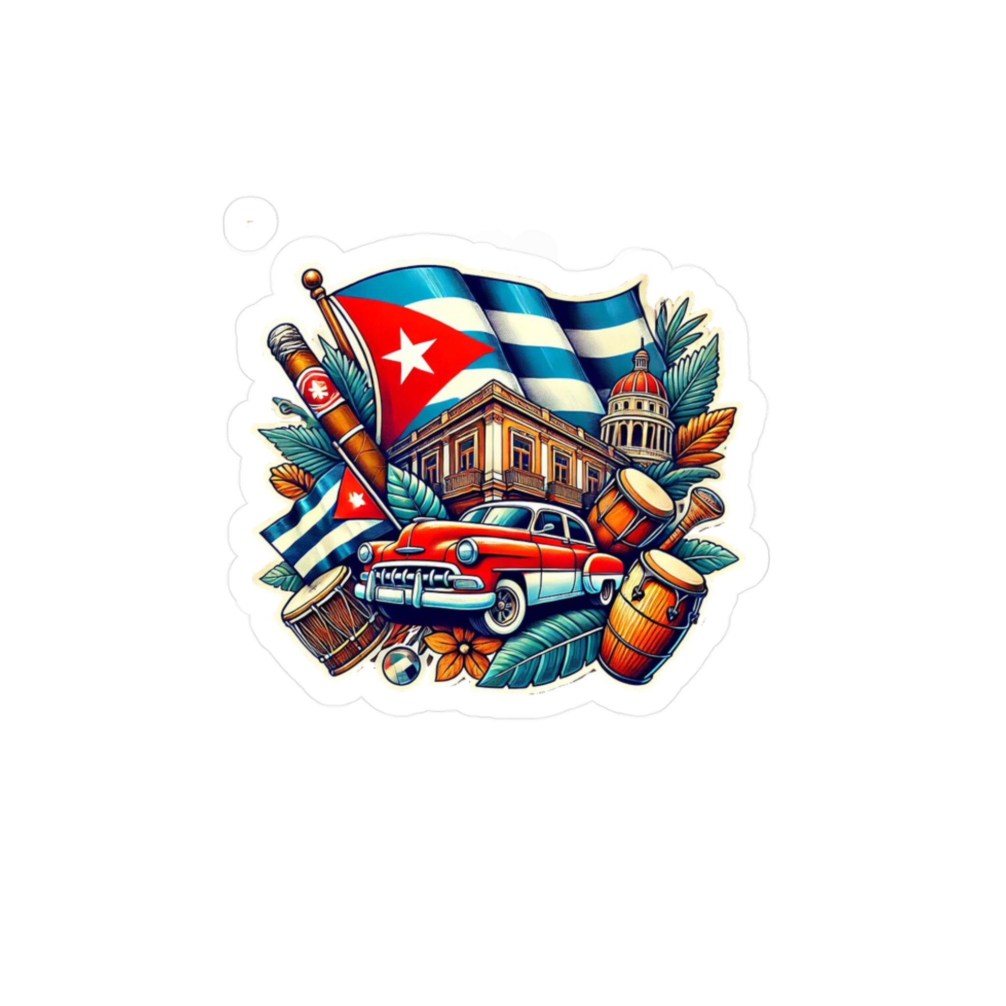Cuban Heritage Kiss-Cut Vinyl Decals, Travel Stickers for Souvenir Binders, Car Decorations, Cuba Themed Gifts, Colorful Wall Art