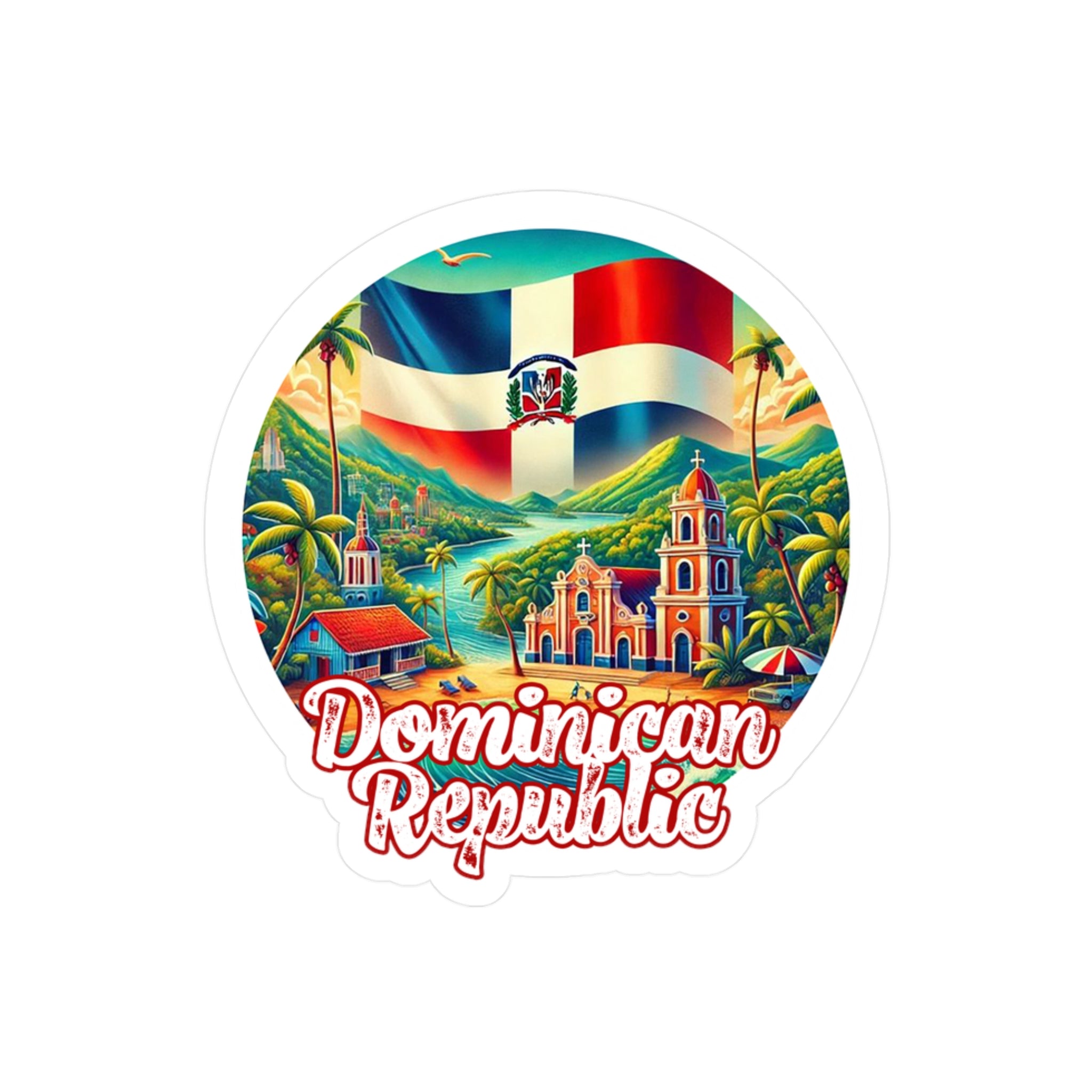 Colorful Dominican Republic Kiss-Cut Vinyl Decals, Tropical Stickers for Travel Lovers, Home Décor, Party Favors, Car Accessories