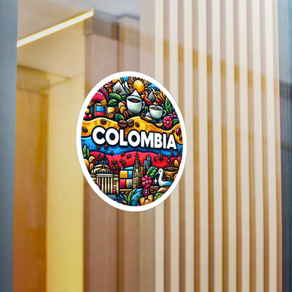 Colombia Kiss-Cut Vinyl Decals | Vibrant Sticker Art for Travel Lovers, Wall Decor, Gift for Adventurers, Laptop Stickers, Car Accessories