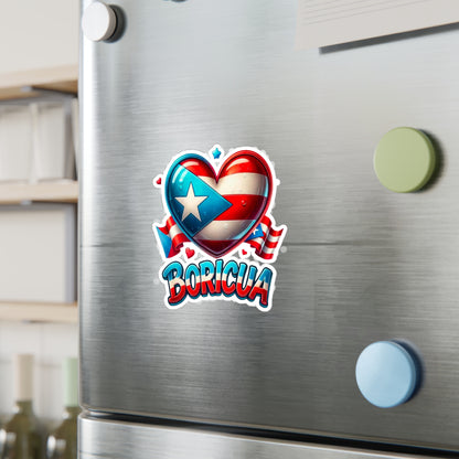 Boricua Heart Kiss-Cut Vinyl Decal | Puerto Rican Pride Sticker for Car, Laptop, Gifts, Home Decor, Puerto Rico Celebration