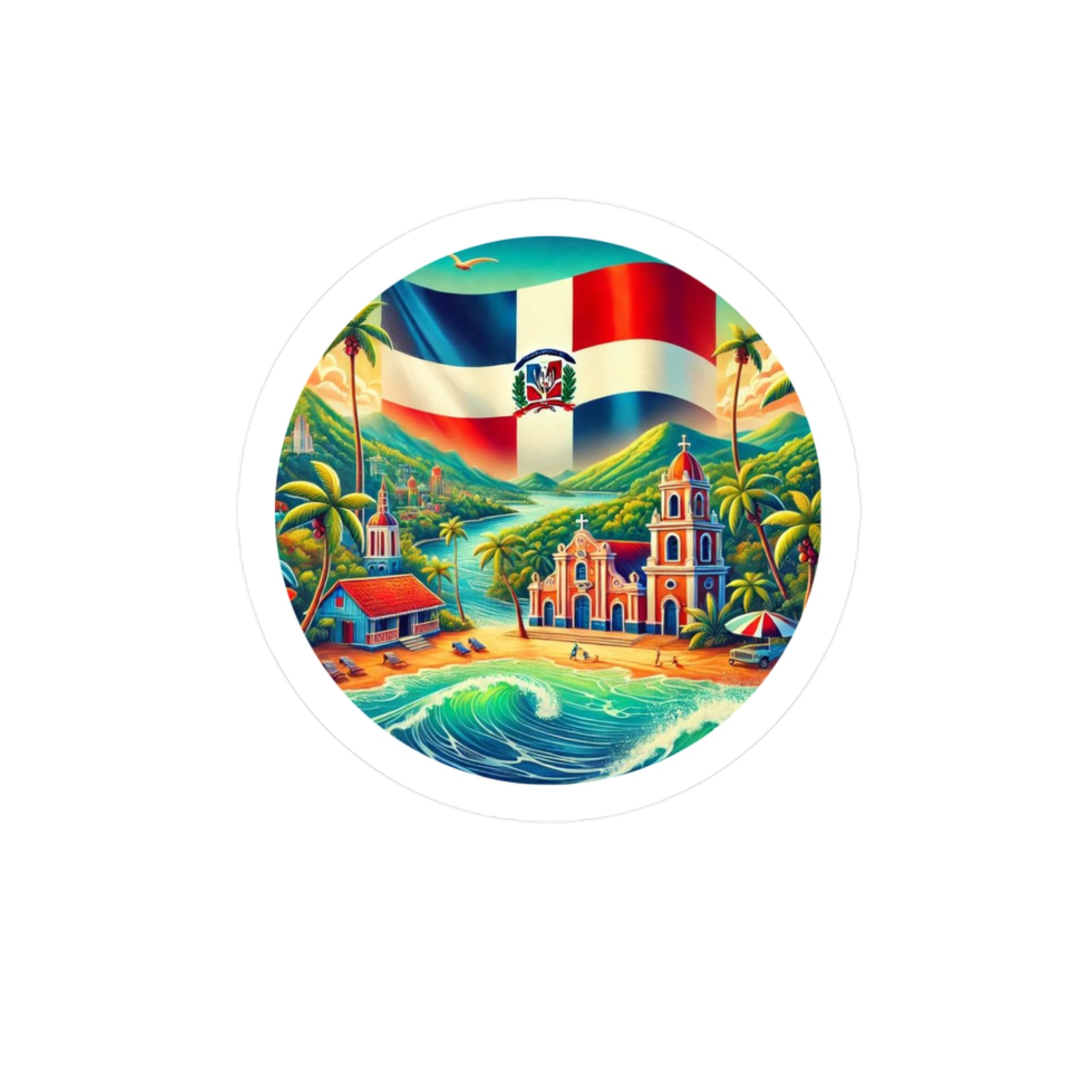 Colorful Dominican Republic Kiss-Cut Vinyl Decals, Tropical Stickers for Travel Lovers, Home Décor, Party Favors, Car Accessories