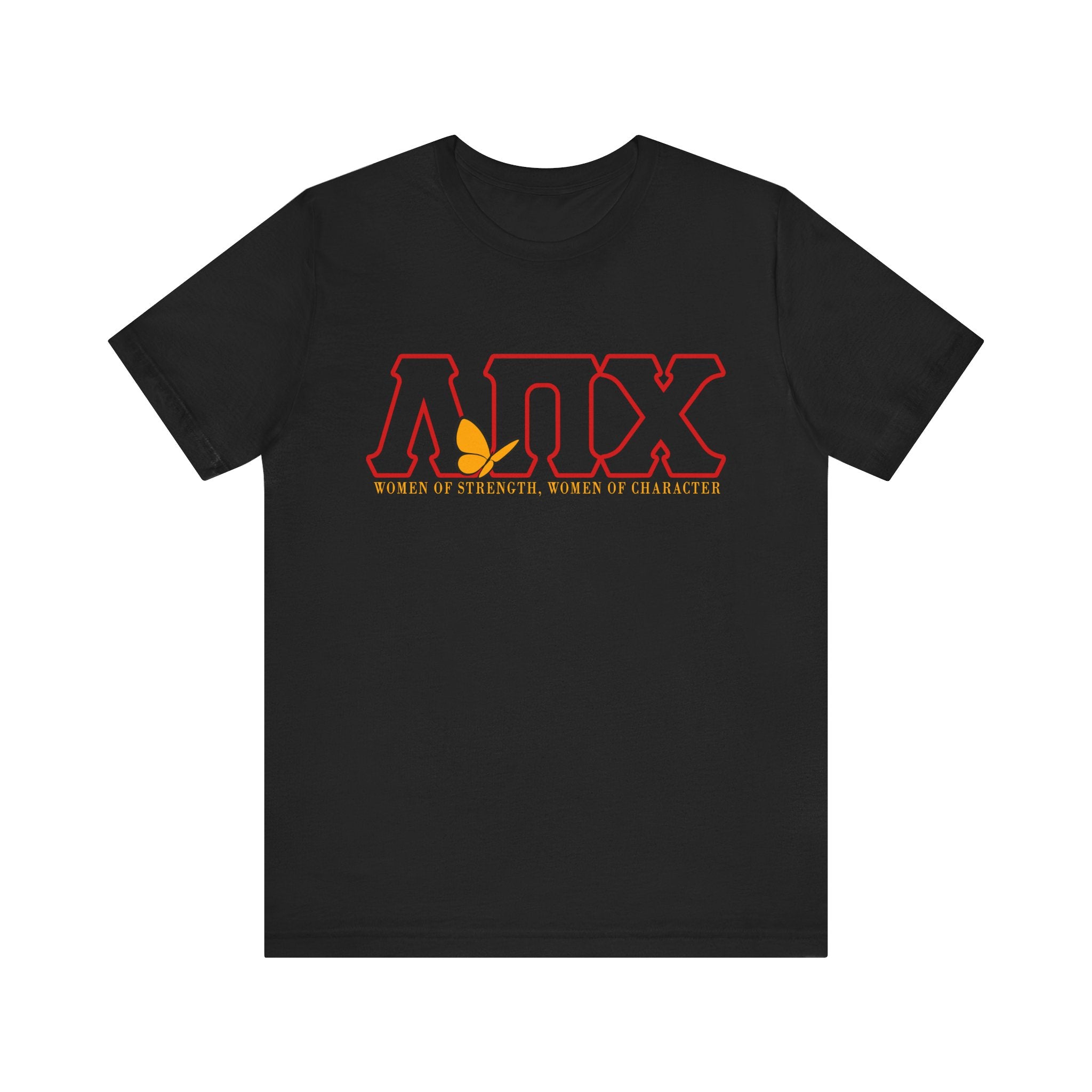 Lambda Pi Chi Greek Letters and Motto Unisex Jersey Short Sleeve Tee