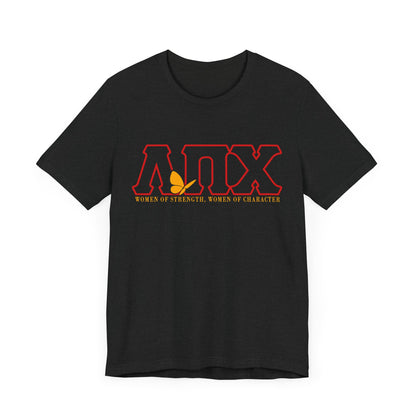 Lambda Pi Chi Greek Letters and Motto Unisex Jersey Short Sleeve Tee