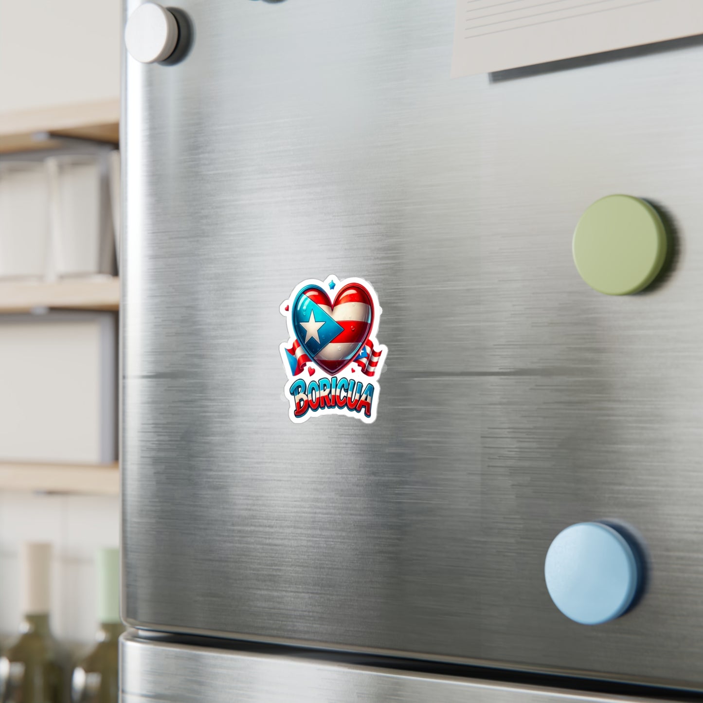 Boricua Heart Kiss-Cut Vinyl Decal | Puerto Rican Pride Sticker for Car, Laptop, Gifts, Home Decor, Puerto Rico Celebration