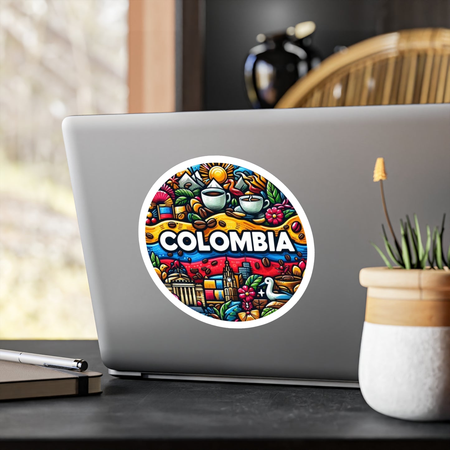 Colombia Kiss-Cut Vinyl Decals | Vibrant Sticker Art for Travel Lovers, Wall Decor, Gift for Adventurers, Laptop Stickers, Car Accessories