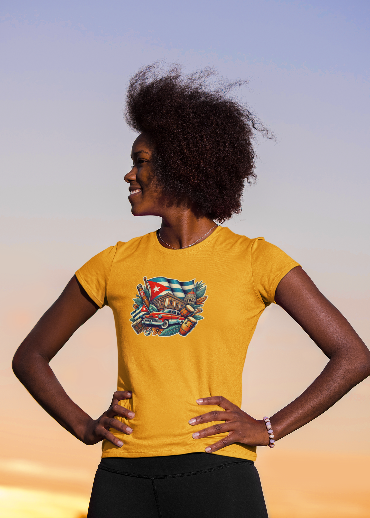 Cuba Cultural Portrait with Flag Women's Favorite Tee