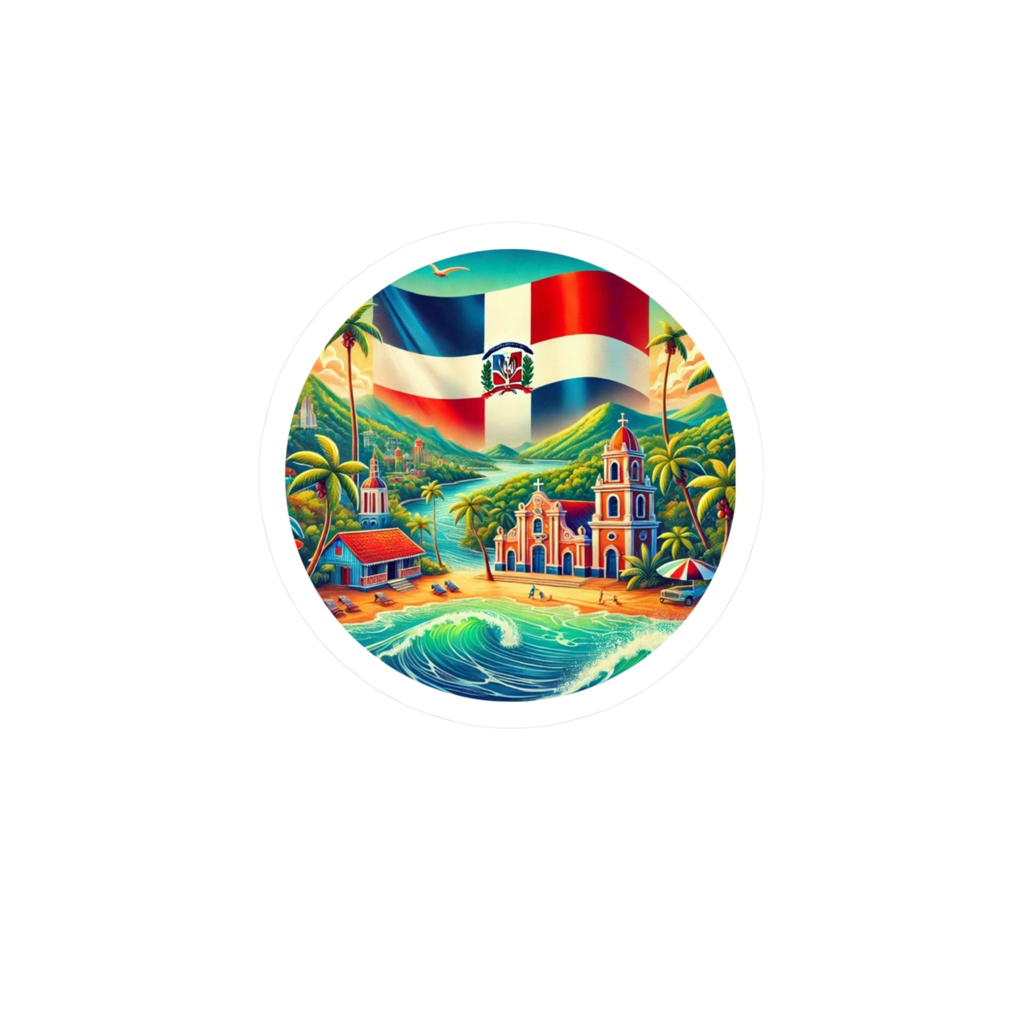 Colorful Dominican Republic Kiss-Cut Vinyl Decals, Tropical Stickers for Travel Lovers, Home Décor, Party Favors, Car Accessories