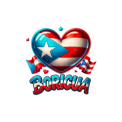 Boricua Heart Kiss-Cut Vinyl Decal | Puerto Rican Pride Sticker for Car, Laptop, Gifts, Home Decor, Puerto Rico Celebration