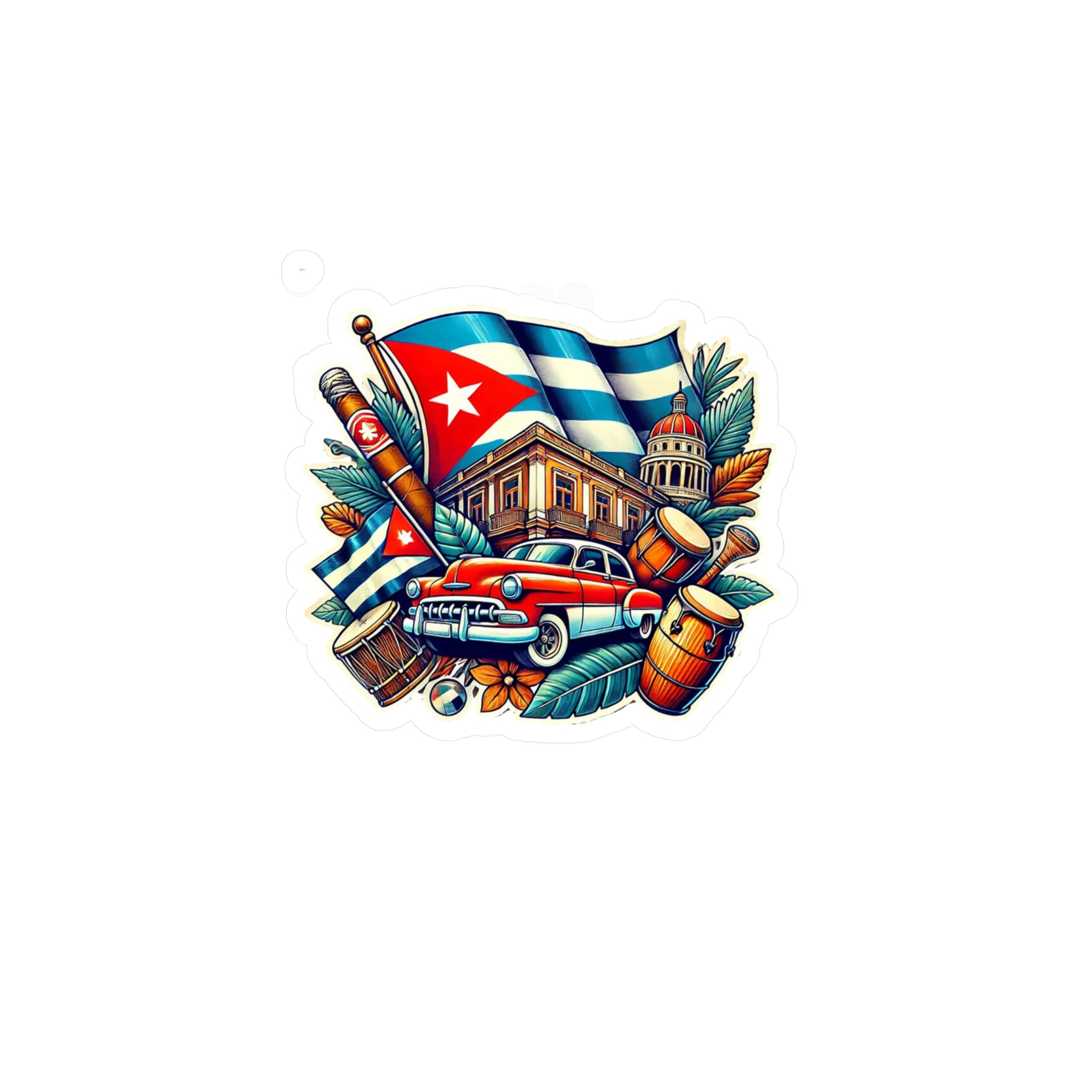 Cuban Heritage Kiss-Cut Vinyl Decals, Travel Stickers for Souvenir Binders, Car Decorations, Cuba Themed Gifts, Colorful Wall Art