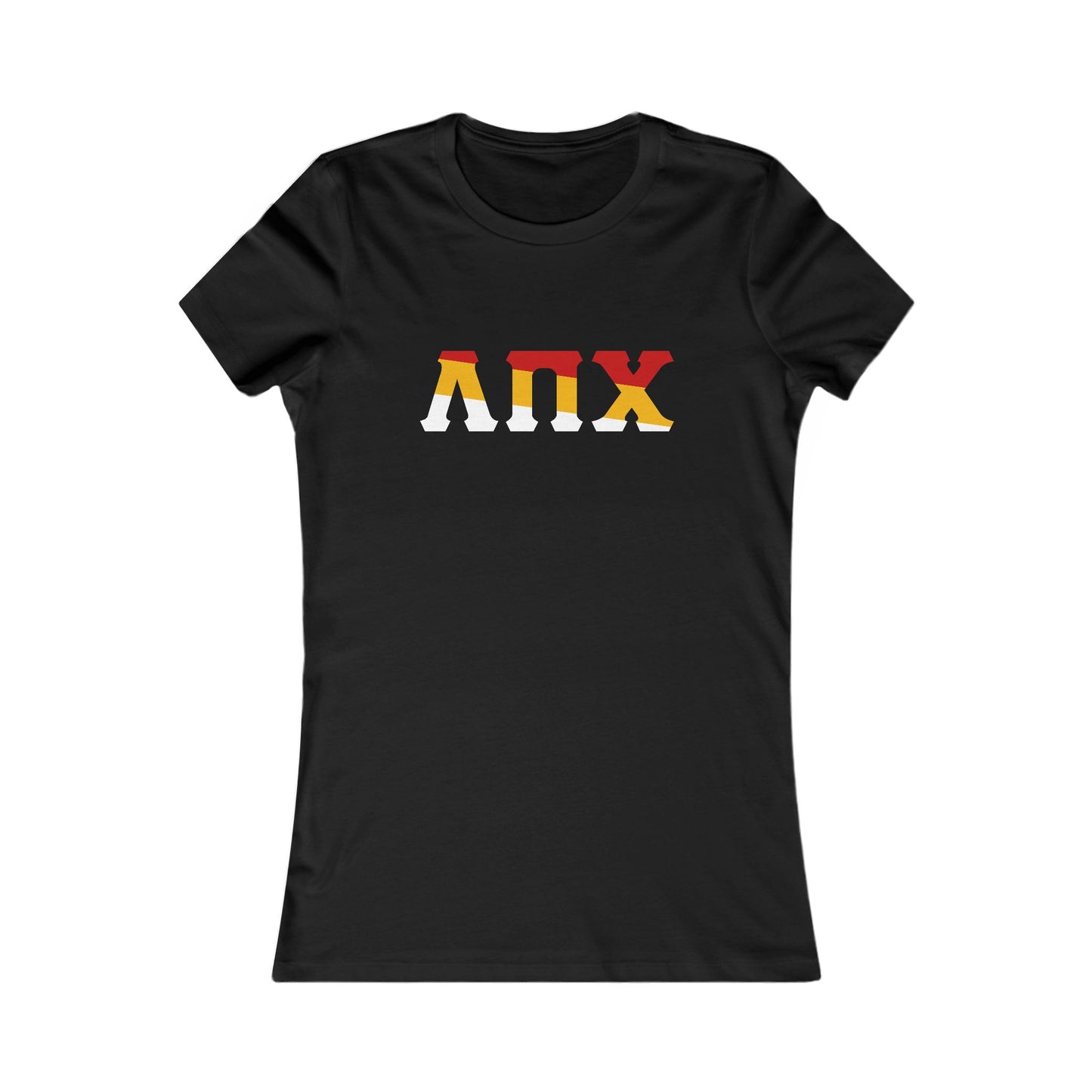 Lambda Pi Chi Tri-Color Greek Letters Women's Favorite Tee