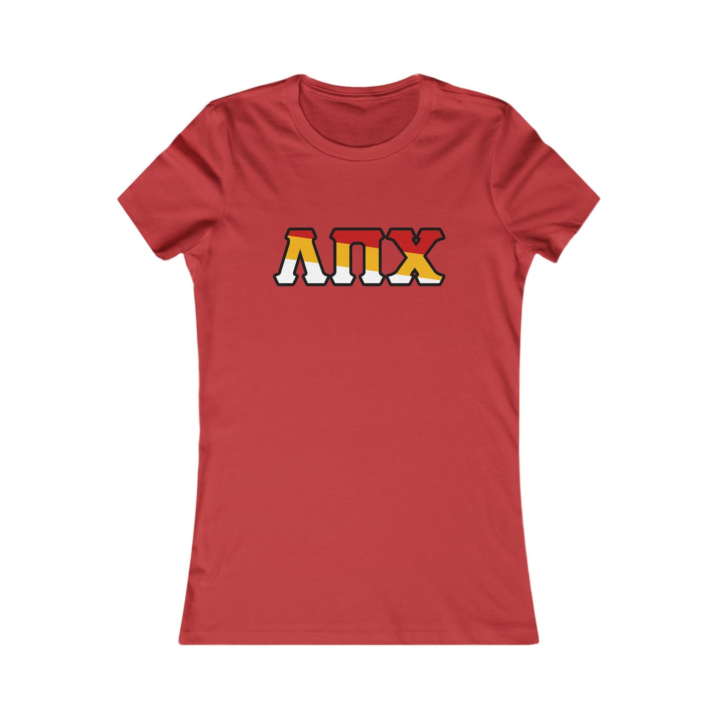 Lambda Pi Chi Tri-Color Greek Letters Women's Favorite Tee