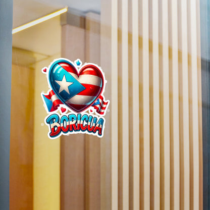 Boricua Heart Kiss-Cut Vinyl Decal | Puerto Rican Pride Sticker for Car, Laptop, Gifts, Home Decor, Puerto Rico Celebration