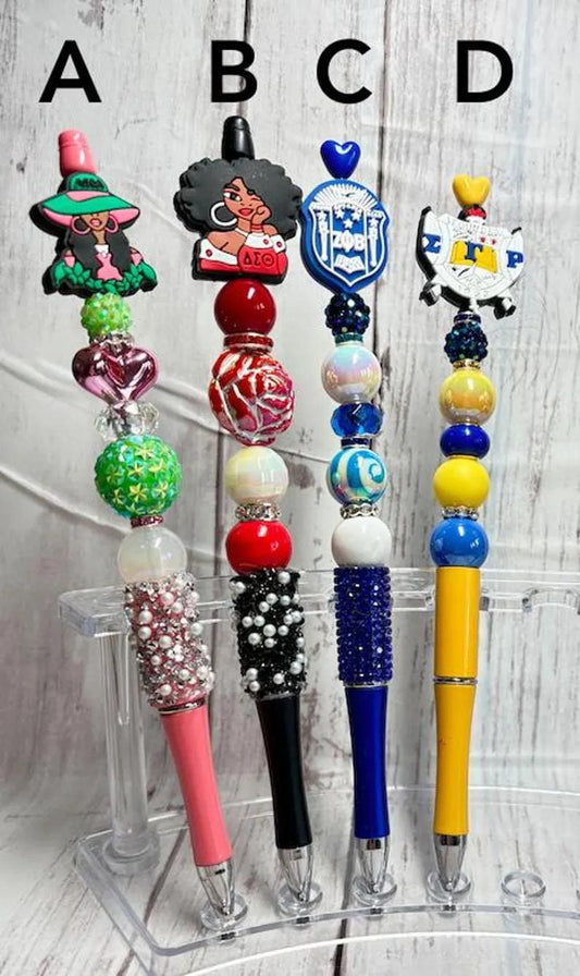 Silicone Focal Bead Pens (NPHC, Divine Nine, Alpha Kappa Alpha, Omega Psi Phi, Delta Sigma Theta, Zeta Phi Beta, Sigma Gamma Rho)