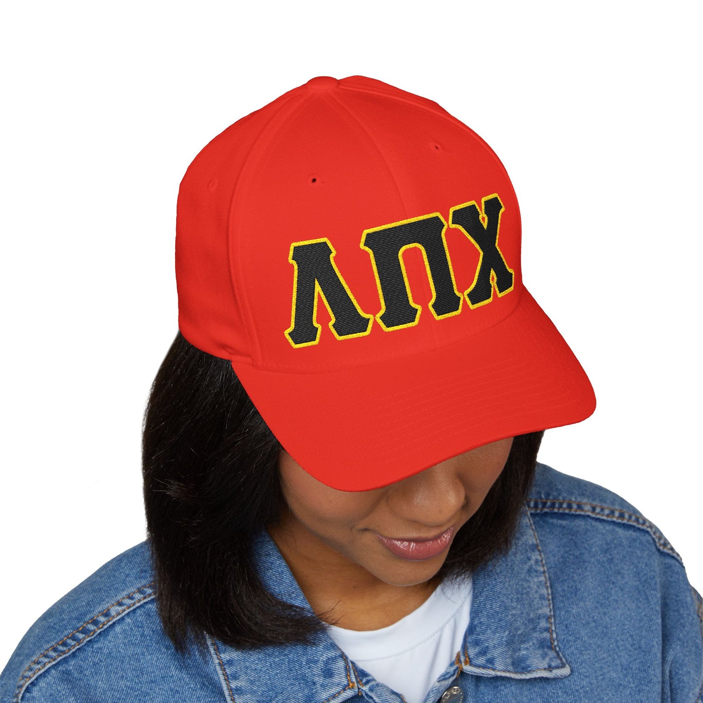 Lambda Pi Chi Greek Letters Closed-Back Structured Cap (Embroidery)