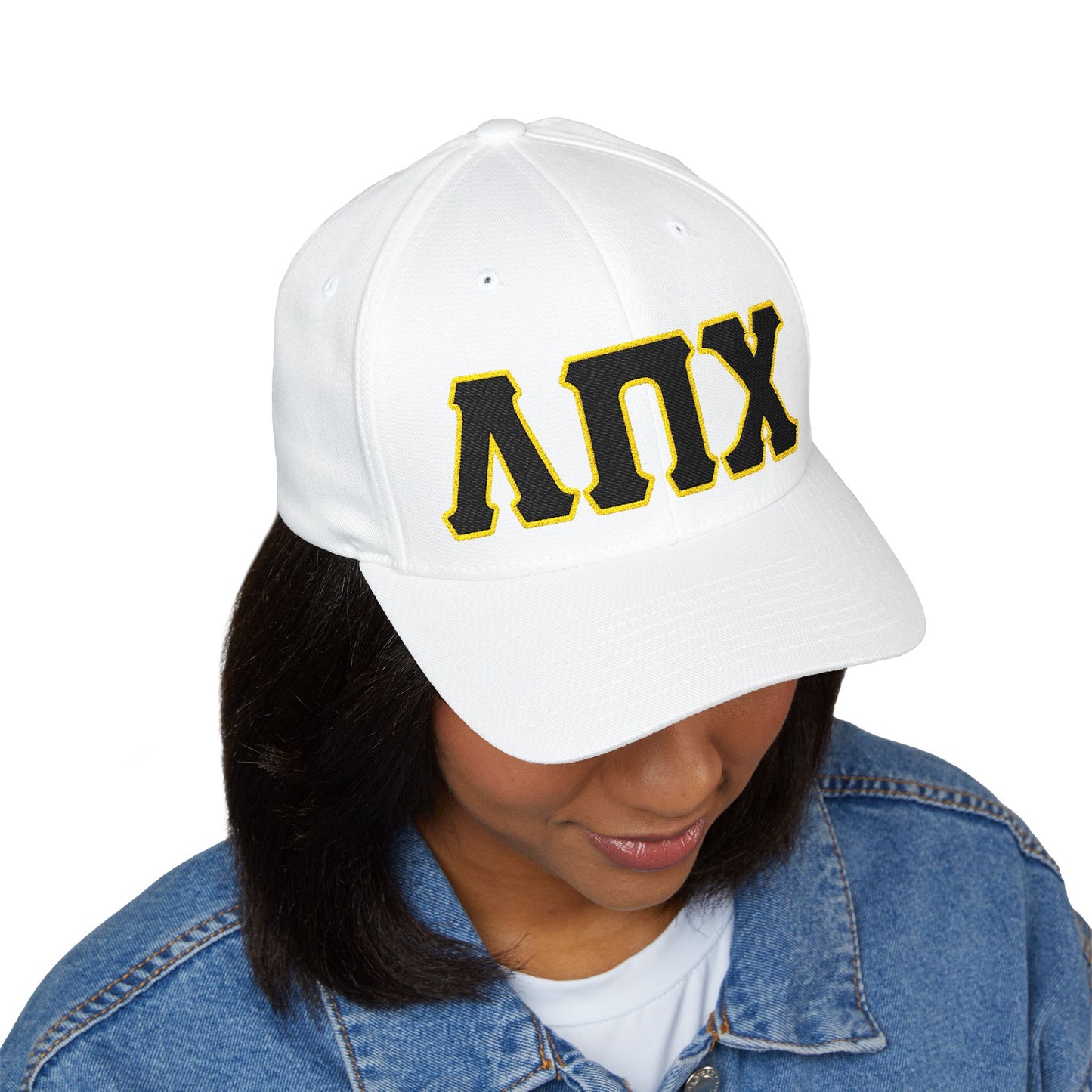 Lambda Pi Chi Greek Letters Closed-Back Structured Cap (Embroidery)