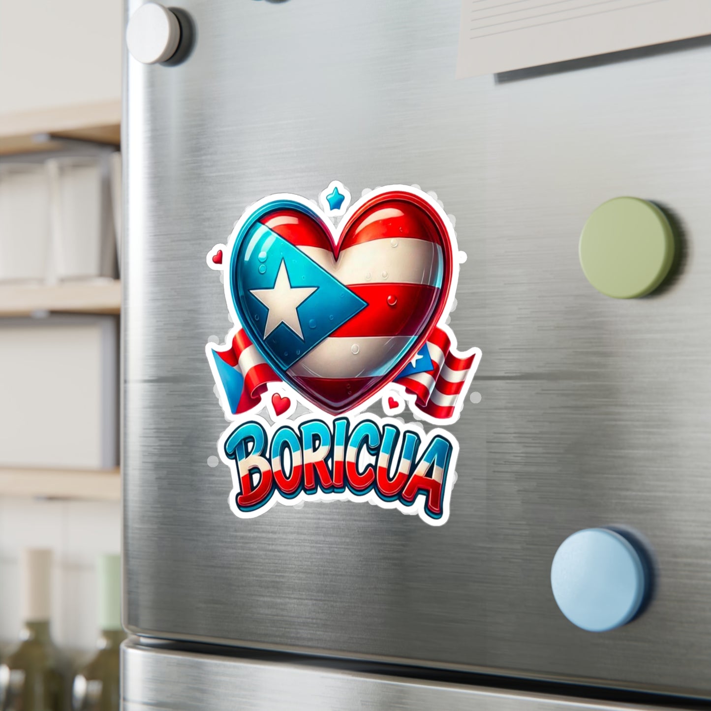 Boricua Heart Kiss-Cut Vinyl Decal | Puerto Rican Pride Sticker for Car, Laptop, Gifts, Home Decor, Puerto Rico Celebration