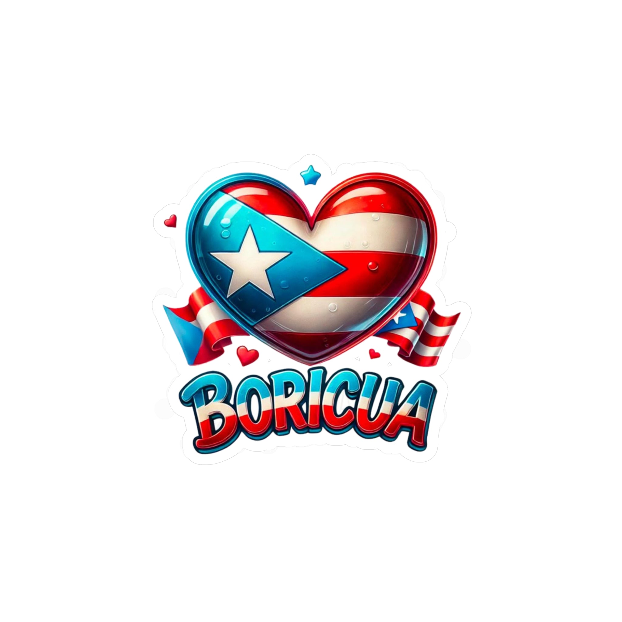 Boricua Heart Kiss-Cut Vinyl Decal | Puerto Rican Pride Sticker for Car, Laptop, Gifts, Home Decor, Puerto Rico Celebration