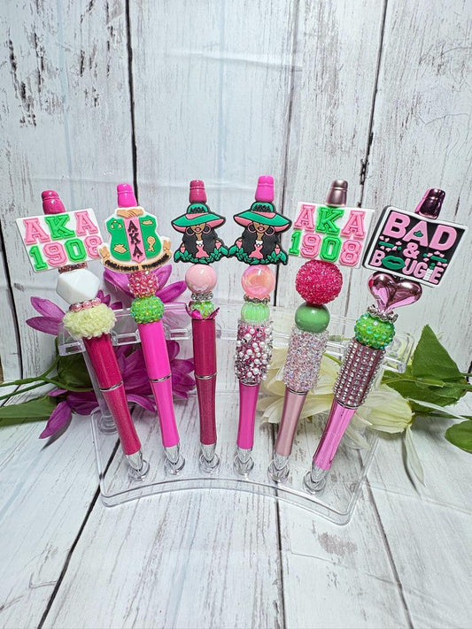 Silicone Focal Bead Pens (NPHC, Divine Nine, Alpha Kappa Alpha, Omega Psi Phi, Delta Sigma Theta, Zeta Phi Beta, Sigma Gamma Rho)