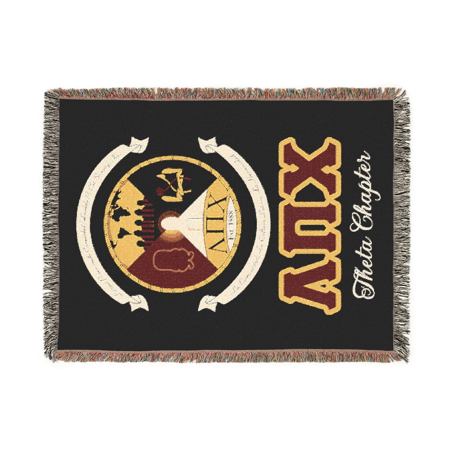 Lambda Pi Chi (with Chapter) Custom Woven Blanket - Fraternity/Sorority Throw, Greek Life