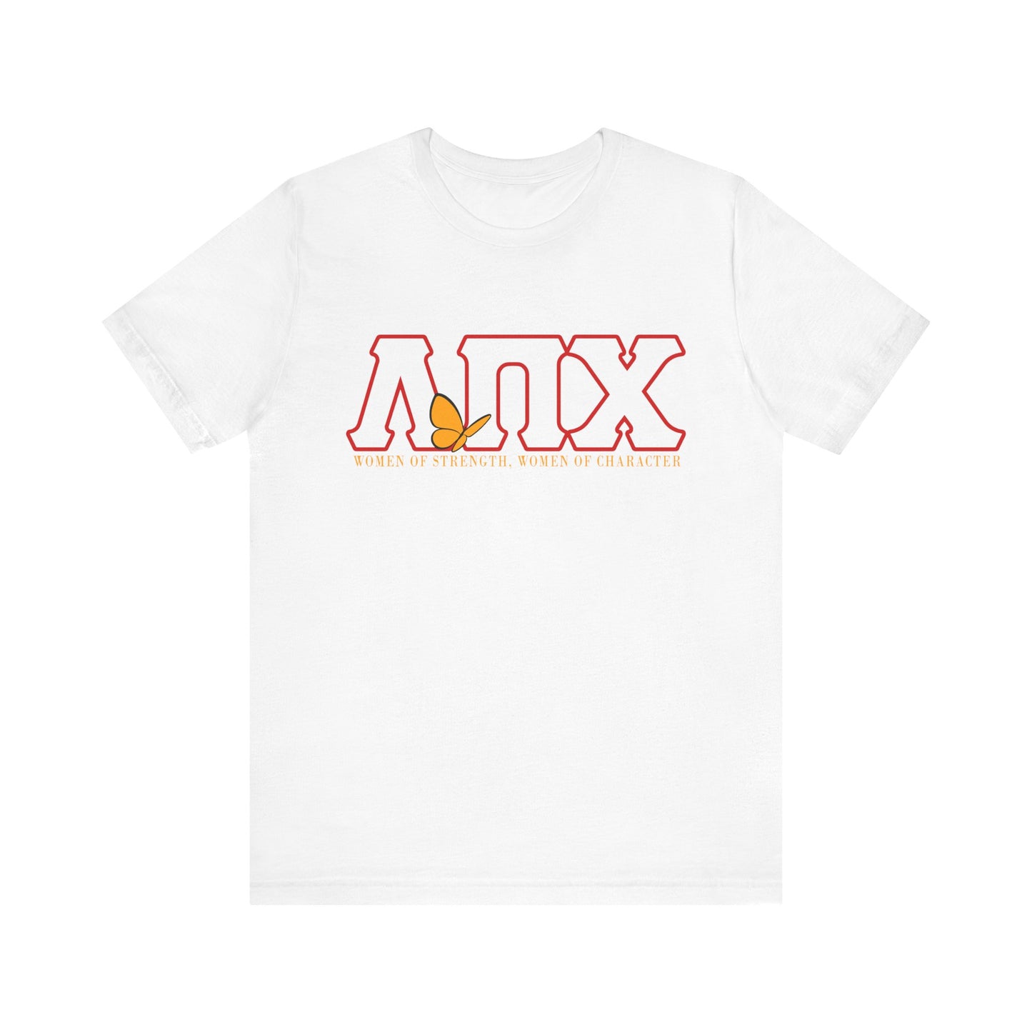 Lambda Pi Chi Greek Letters and Motto Unisex Jersey Short Sleeve Tee