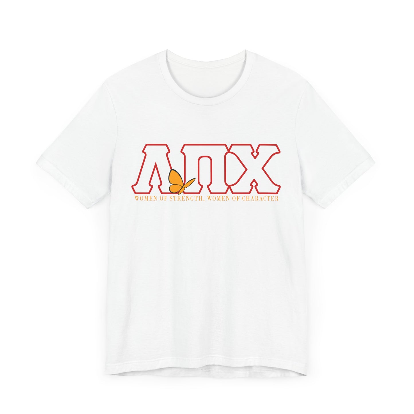 Lambda Pi Chi Greek Letters and Motto Unisex Jersey Short Sleeve Tee