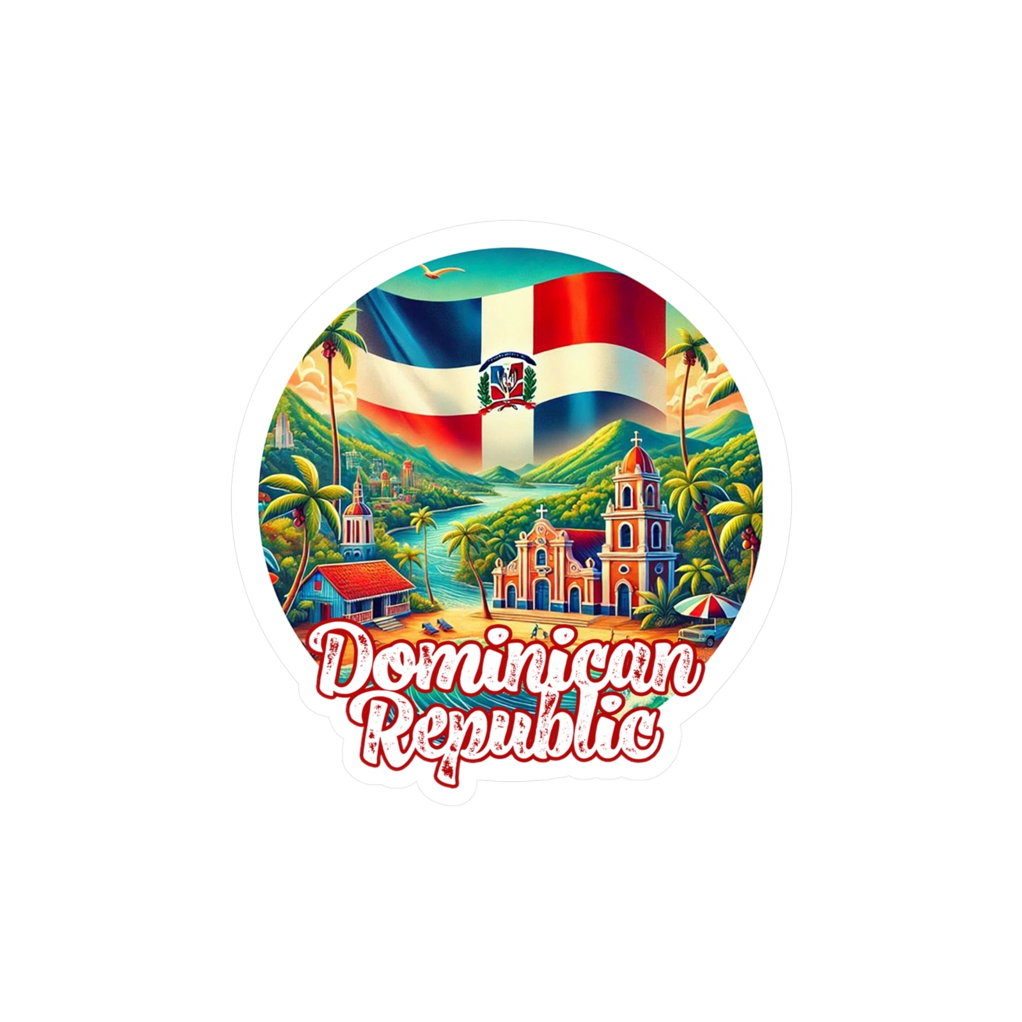 Colorful Dominican Republic Kiss-Cut Vinyl Decals, Tropical Stickers for Travel Lovers, Home Décor, Party Favors, Car Accessories