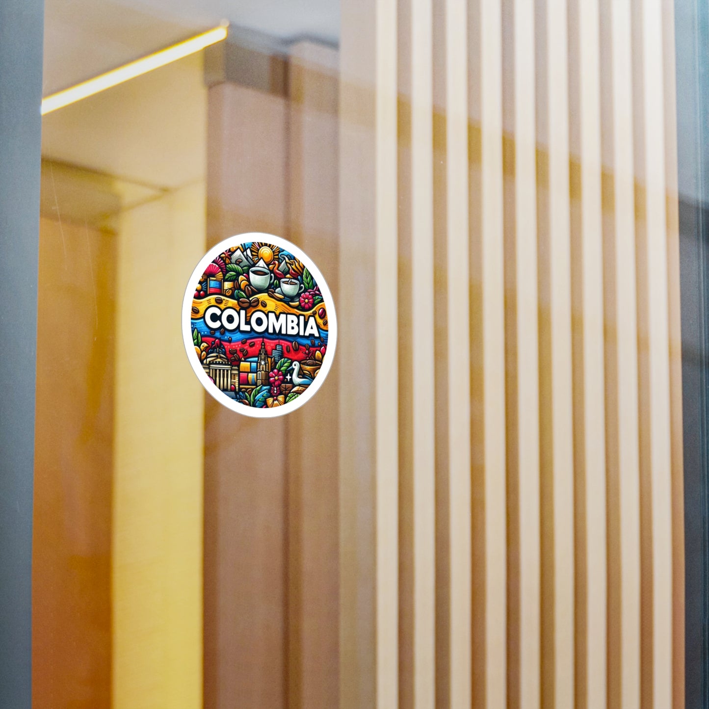 Colombia Kiss-Cut Vinyl Decals | Vibrant Sticker Art for Travel Lovers, Wall Decor, Gift for Adventurers, Laptop Stickers, Car Accessories