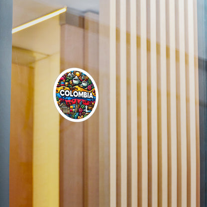 Colombia Kiss-Cut Vinyl Decals | Vibrant Sticker Art for Travel Lovers, Wall Decor, Gift for Adventurers, Laptop Stickers, Car Accessories