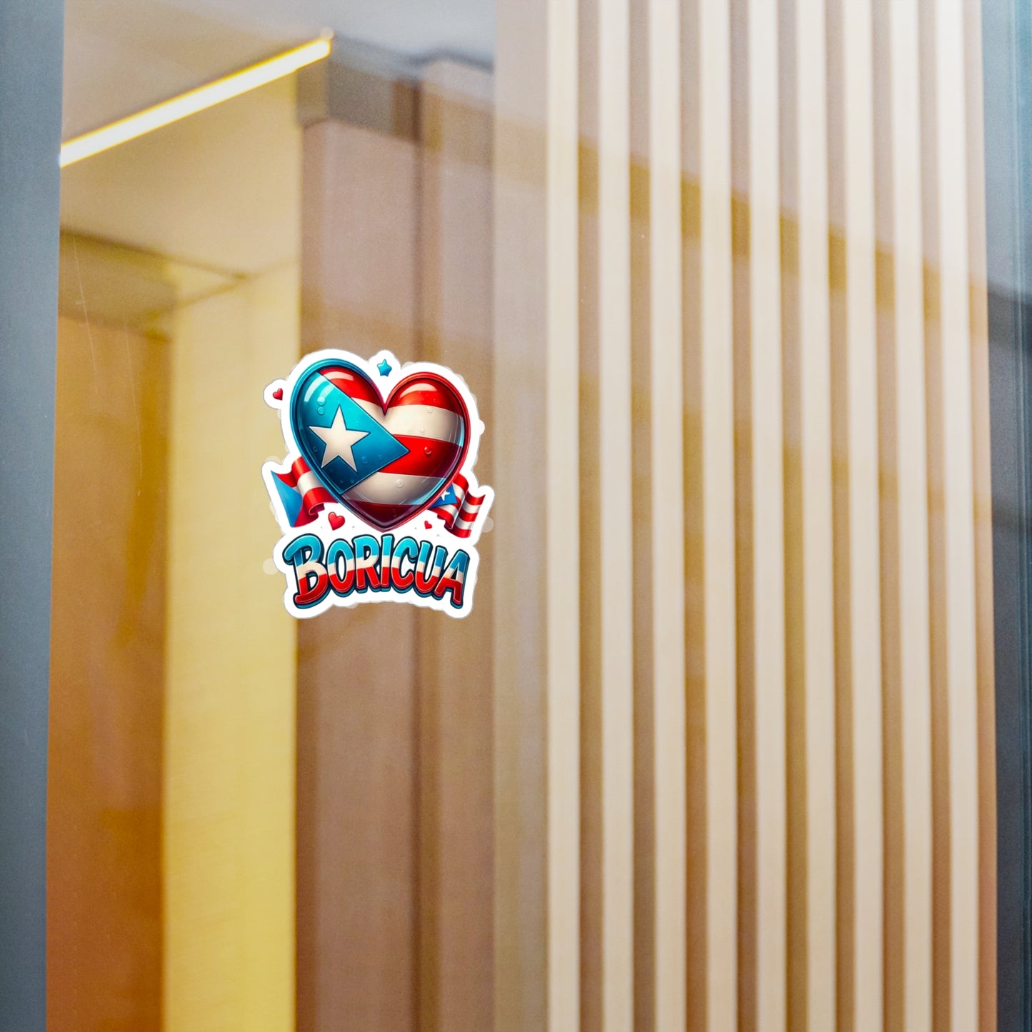 Boricua Heart Kiss-Cut Vinyl Decal | Puerto Rican Pride Sticker for Car, Laptop, Gifts, Home Decor, Puerto Rico Celebration