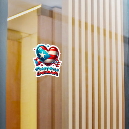 Boricua Heart Kiss-Cut Vinyl Decal | Puerto Rican Pride Sticker for Car, Laptop, Gifts, Home Decor, Puerto Rico Celebration