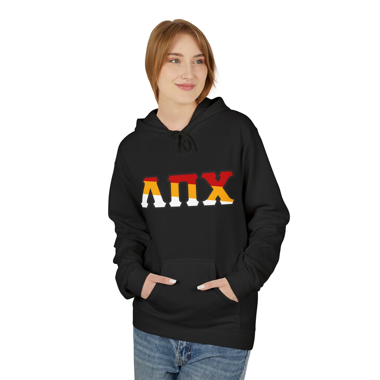 Lambda Pi Chi  Tri-Color Greek Letters - Unisex Midweight Softstyle Fleece Hoodie