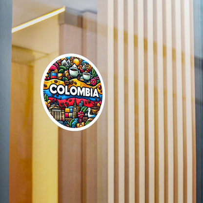 Colombia Kiss-Cut Vinyl Decals | Vibrant Sticker Art for Travel Lovers, Wall Decor, Gift for Adventurers, Laptop Stickers, Car Accessories