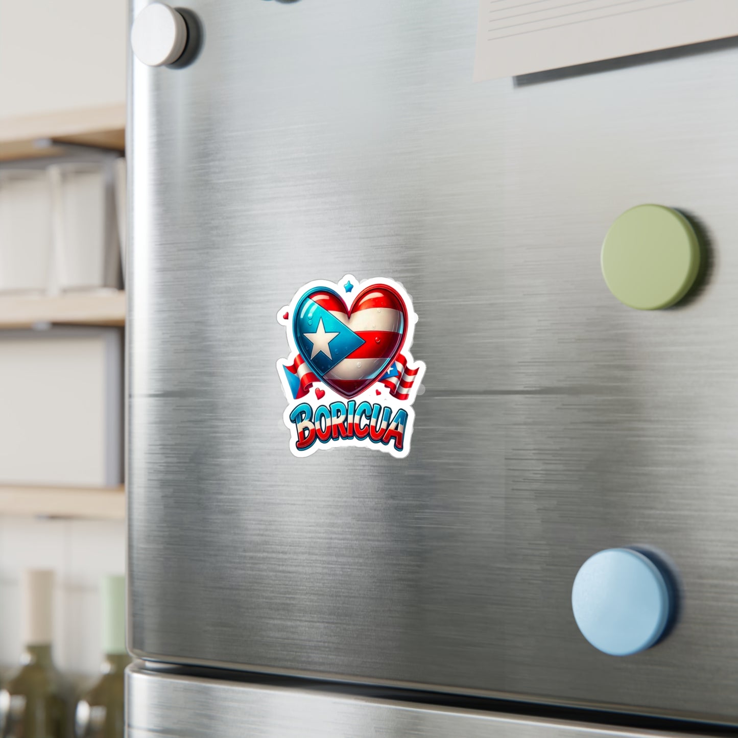 Boricua Heart Kiss-Cut Vinyl Decal | Puerto Rican Pride Sticker for Car, Laptop, Gifts, Home Decor, Puerto Rico Celebration
